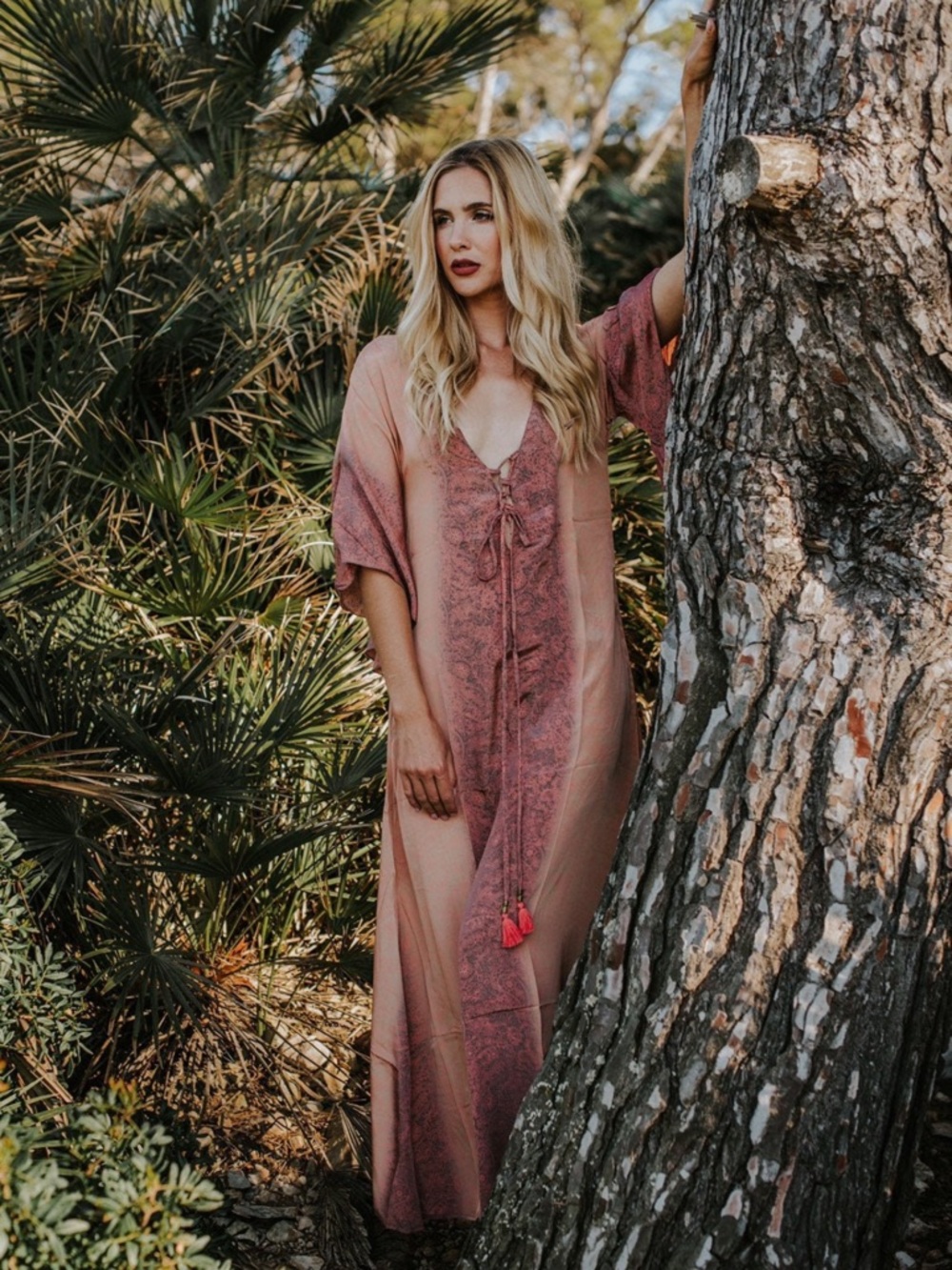 Silk Sheer Blush Pink Kaftan